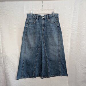 ZARA Blue Denim Maxi Skirt A-Line Size XL